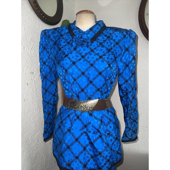 VINTAGE 80s/90s Maggie London 100% Silk 2 Pieces Skirt Set Women - Picture 3 of 12